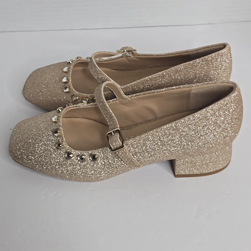 Copper Key Cece Sparkle Heart Mary Jane Pumps Girls 4M